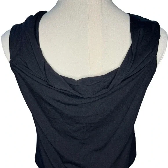 Bailey 44 NWT Black Crop Top with Cowl Neck and White Flower Embellishment Large - Picture 9 of 11